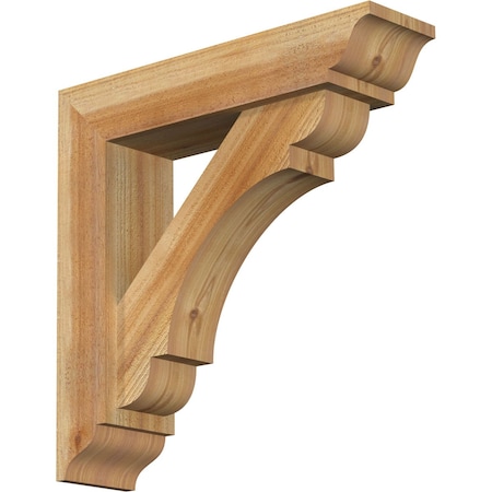 Ekena Millwork Olympic Traditional Rough Sawn Bracket w/ Offset Brace, Western Red Cedar, 6"W x 24"D x 24"H BKT0604X24X24OLY01RWR